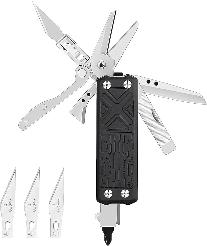 NexTool Pocket Tool E1, EDC Folding Pocket Knife Multitool | 10-in-1 Mini Multitool, Replaceable Exactor Blade, Scissors, Dual-head Screwdriver, EDC Tools for Engraving, Cutting, Repair