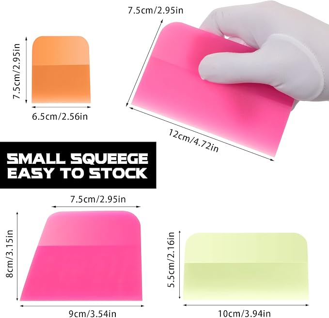 4 Pcs PPF Squeegee Soft Silicone Rubber Scraper, Anti Scratch TPU Coating Scraper for Car Vinyl Paint Protection Film Installation, Vinyl Wrap and Window Tint Windshield Glass Cleaning Kit, 4 Sizes