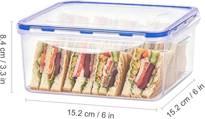 KIGI Large Square Food Storage Containers with 4-Sided Locking Lid, Airtight & Leak proof, Ideal for Lunch and Meal Prep, BPA-Free Plastic, 10 cup, 81 oz, 4 Piece Set