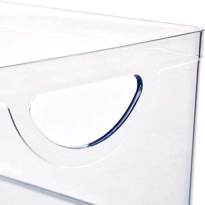iDesign Stackable Open-Front Storage Bin with Handles, Clear | For Kitchen, Made in USA