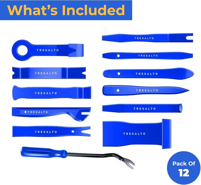 Auto Trim Removal Tool Set - 12pcs (No Scratch Plastic Pry Kit) - Auto Trim Car Tools, Easy Door Panel Removal Tool for Fastener, Clip, Molding, Dashboards, Interior Tools
