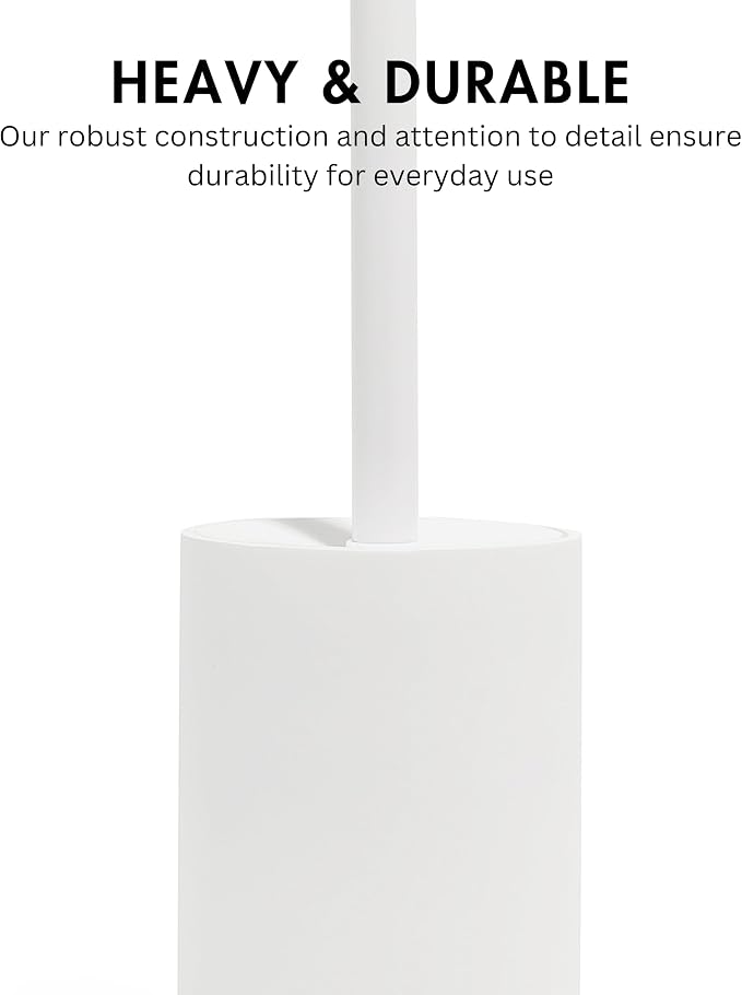 Yew Design Matte White Toilet Bowl Brush for Bathroom with Holder - Bathroom Cleaner Scrubber with Sleek Design, Sturdy, and Durable Bristles