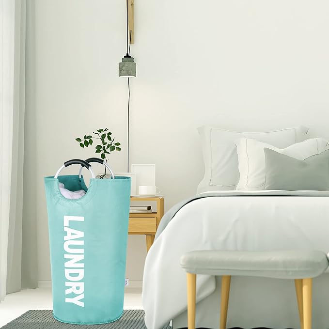 Extra Large Laundry Basket, Big Laundry Hamper Bag Handles, 130L Light Blue | Freestanding Tall Dirty Clothes Hamper, Collapsible and Portable Laundry Bin for Dorms and Bedrooms, Thick, Sturdy Fabric