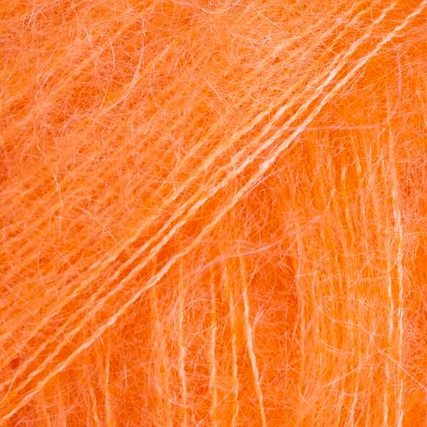 Drops Mohair and Silk Yarn Kid-Silk, 0 or Lace, 2 Ply, 0.9 oz 230 Yards per Ball (49 Electric Orange)