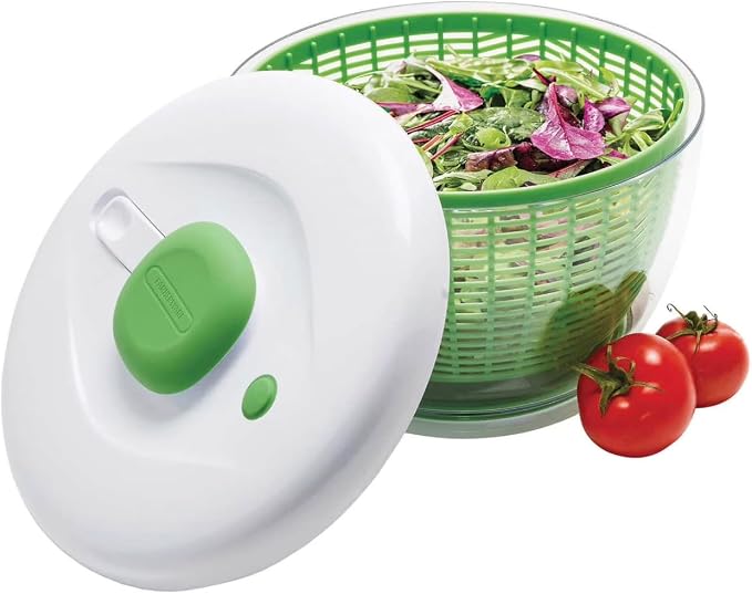 Large Salad Spinner with Lid, 6.6 Qt Capacity Pump Activated. Manual Vegetable Dryer with Double-Lock Handle, Quick and Easy Multi-Use Lettuce Spinner, Vegetable Dryer, Fruit Washer