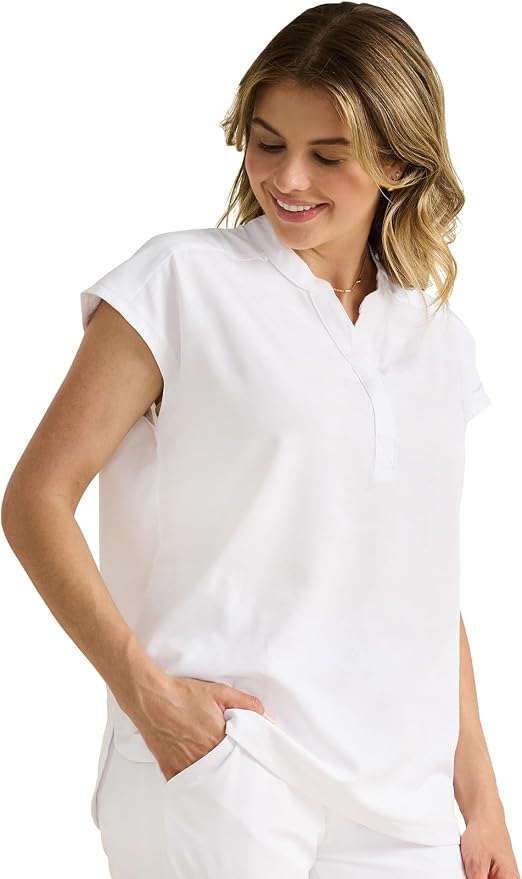 Healing Hands Purple Label Scrub Top for Women Modern Fit Tee | 2 Functional Pockets, Moisture Wicking Fabric, 360° Stretch, Quick Dry Performance, Back Yoke, Rounded Hem, Easy Care