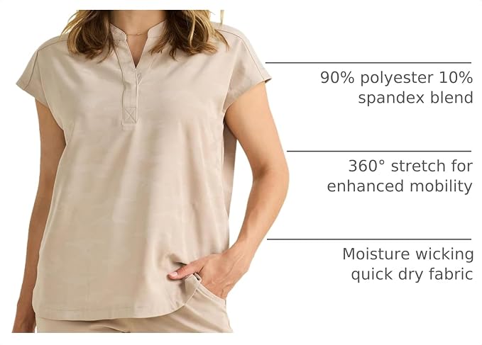 Healing Hands Purple Label Scrub Top for Women Modern Fit Tee | 2 Functional Pockets, Moisture Wicking Fabric, 360° Stretch, Quick Dry Performance, Back Yoke, Rounded Hem, Easy Care