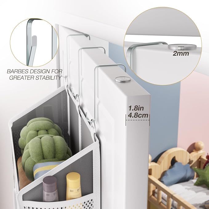 Over the Door Organizer with 5 Front & 10 MeshSide Pockets, 50LB Capacity Extra Large Nursery & Bathroom Hanging Storage Organizer Multi-Room Space-Saving Designwith 3 Hook for Kitchen, Pantry,Grey