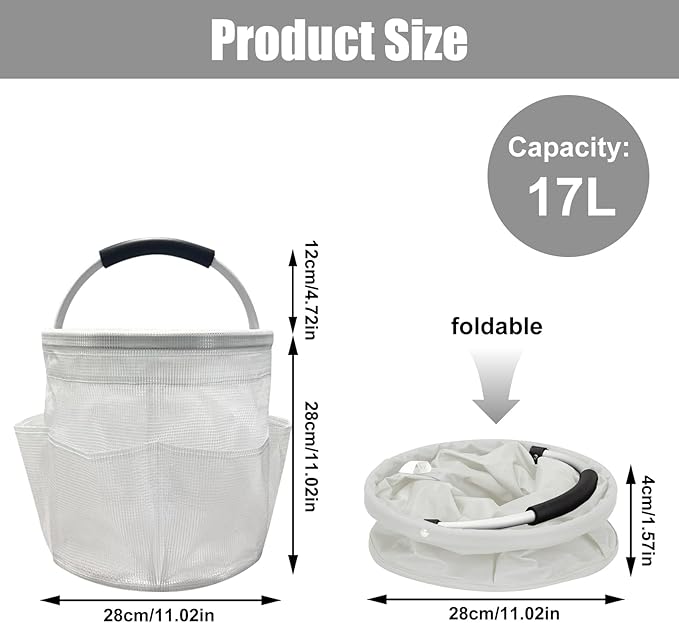 mumisuto Wearable Cleaning Caddy，Cleaning Supplies Organizer Foldable Basket Bucket Tool with Handle Cleaning Bag for Cleaning Professionals, Auto Detailers, Housekeepers (Clear)