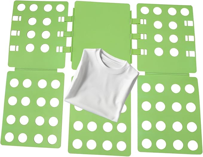 Folding Board for Clothes, Adjustable Shirt Folder Organizer, Gray, Adjustable T-Shirt Folding Board | Blue Plastic Clothing Organizer with Fold Guides | Laundry & Closet Storage Solution (GREEN)