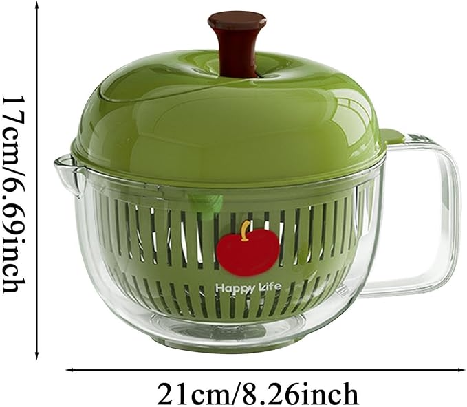 Salad Spinner, Hand Cranked Fruit Washing Spinner with Handle, Multifunctional Fruit and Vegetable Washing Bowl with Drain Basket, Reusable Salad Dehydrator Drainer for Home Kitchen