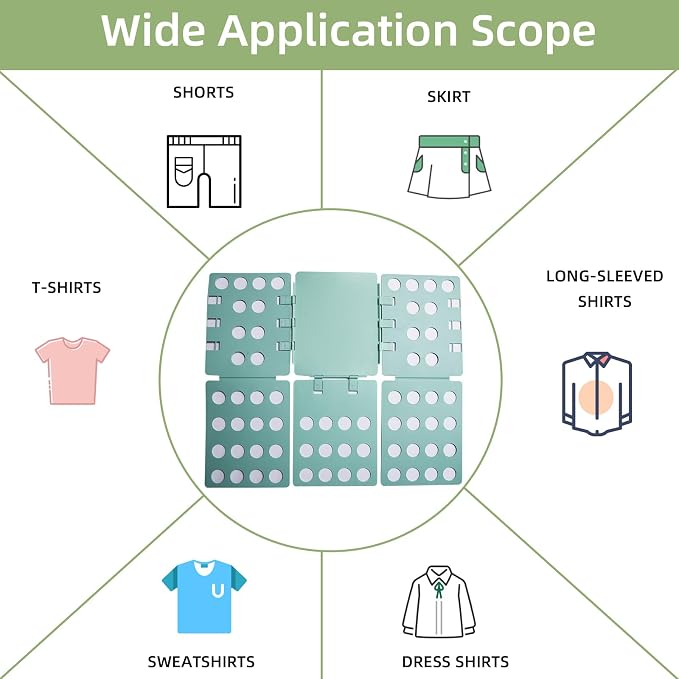 GYE T-Shirt Folding Board, Plastic Clothes Folder for Kids & Adults, Green | Durable plastic construction, fast and easy clothes folding, suitable for kids and adults, convenient home laundry organizer