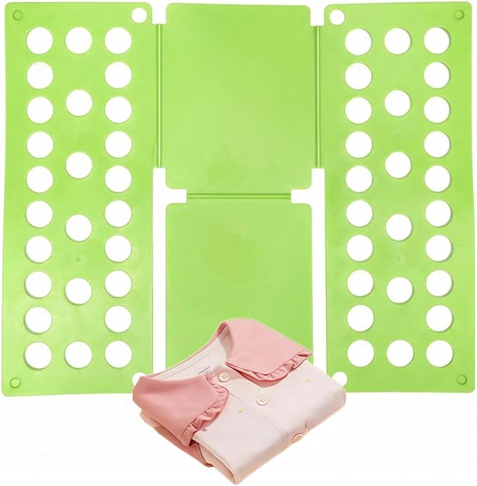 Mini Toddler Shirt Folding Board - Ages 1-7 Teal, Builds Independence | great for Montessori laundry, lightweight PP, smooth rounded edges, quick & simple, develops confidence & skills, stores flat