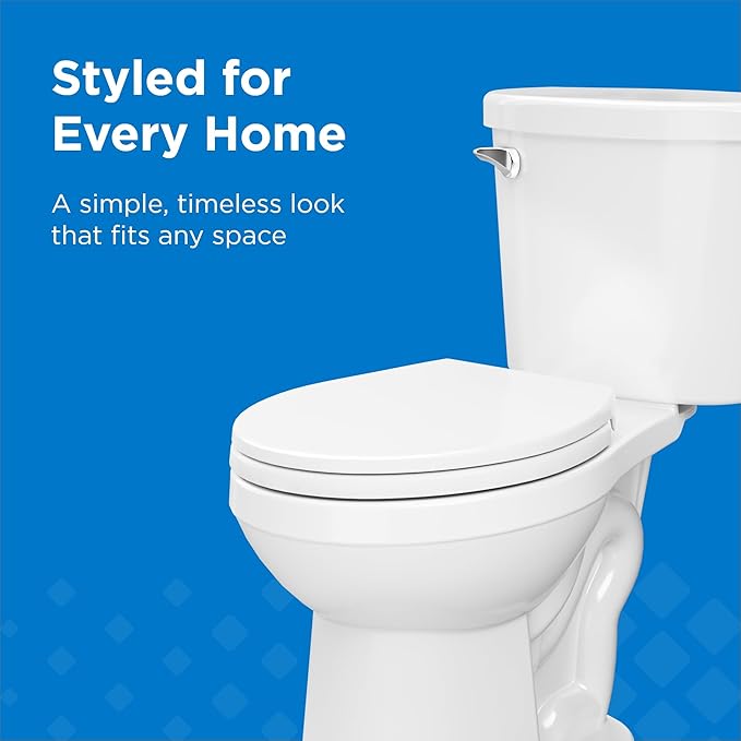 Gerber Maxwell Crest Two-Piece Toilet Round with 12-in Rough-in, ADA-Compliant Chair Height, High Efficiency 1.28 GPF, Soft-Close Seat and Install Kit with Wax Ring Included, White, GRS48320