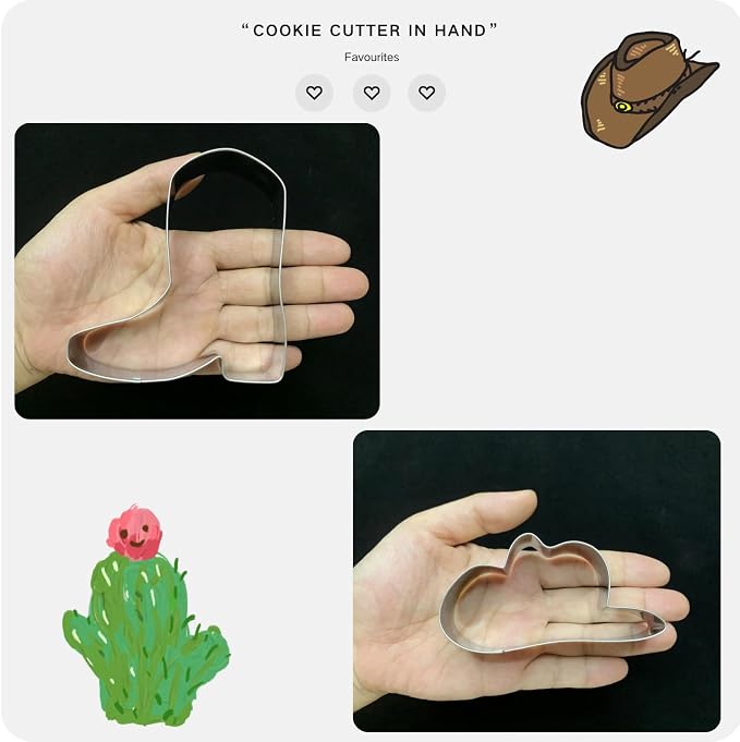 LUBTOSMN Cowboy Cowgirl Cookie Cutter Set-2 Piece-Cowboy Cowgirl Boot and Hat-Diswasher Safe-Cookie Cutters Shapes for Baby Shower Birthday Baking