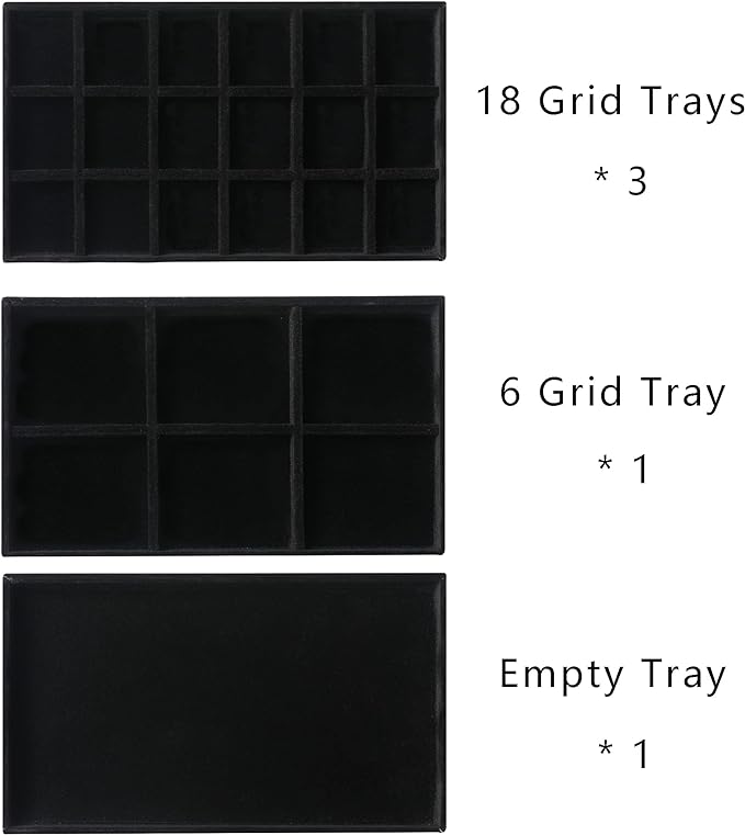 Frebeauty Acrylic Jewelry Organizer Earring Organizer Box with 5 Drawers Earring Holder Organizer with Velvet Trays Clear Jewelry Box for Women Earring Display for Rings Studs(Black) | 61 Jewelry Storage Grid for Rings Studs Bracelet,Velvet Lining,Tran...