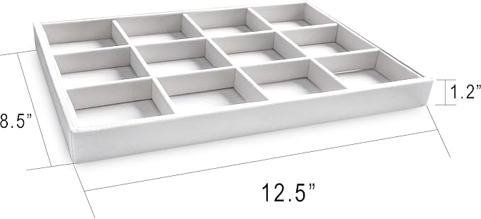 Frebeauty Jewelry Trays for Drawer,Set of 2 Jewelry Organizer and Storage | Velvet Material,Stackable,Adjustable Dividers,Drawer Inserts for Rings Studs Bracelet,Earring Organizer for Women Girls