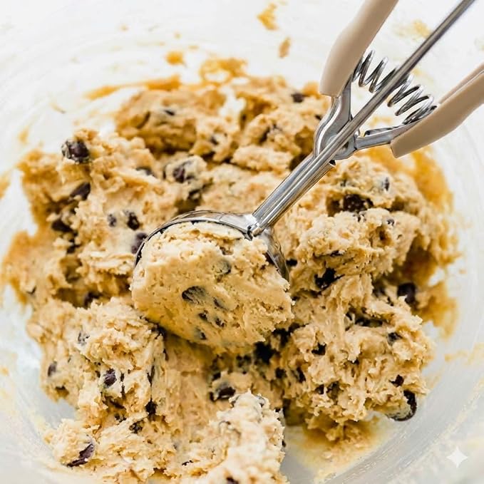 Cookie Scoop, 18/8 Stainless Steel Cookie Scooper, Cookie Scoops for Baking, 1 Tbsp/ 15 ml / 0.5 oz Cookie Dough Scoop, Ice Cream Scooper with Trigger Release (#60 Brown)