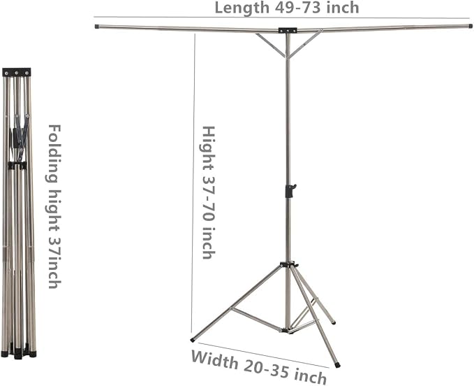 Foldable Portable Space Saving Stainless Steel Clothes Drying Rack. | Heavy Duty Laundry Drying Racks, Adjustable High Capacity Garment Rack, Comes with 20 windproof hooks