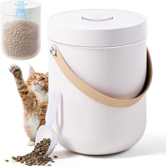 smartoo Vacuum Cat Dog Food Storage Container 10 lb/10.6 Qt, Airtight Dry Dog & Cat Food Bin with One-Button Vacuum Sealing, Magnetic Scoop Incl., BPA-Free, Durable Storage with Rechargeable Battery