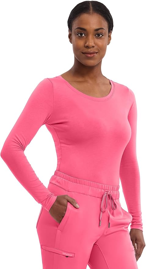 Healing Hands Underscrub Long Sleeve Women Knits Scrub Tops | Soft Cotton Blend Knit, Breathable Stretch Comfort, Machine Wash, Easy Care Fabric, Ideal For Layering Under Scrubs