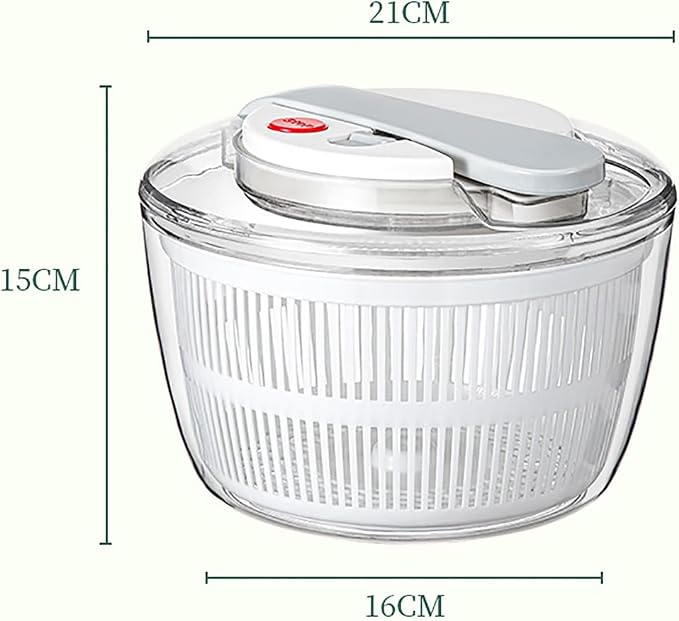Salad Spinner with Colander and Draining System, 6.6 Quart Bowl, Green