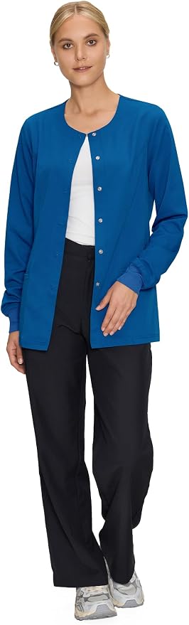 COZYFIT Scrub Jackets for Woman, Snap Front Nurse Jacket | 3 Pockets, Soft Fabric Layer, Easy Shift Layer, Easy Care, For Nurses, Clinics, Daily Medical Uniforms, Shift Wear