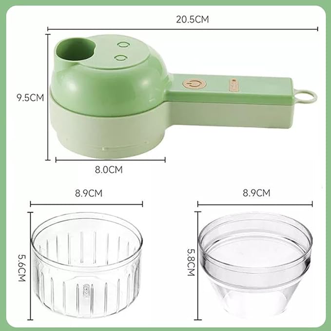 AXEDAES 4 in 1 Multi-Functional Portable Electric Vegetable Cutter Set, Wireless Vegetable Processor for Garlic, Peppers, Onions, Celery, Ginger, Meat, With Brush, Comes with Egg & Cream Beater.