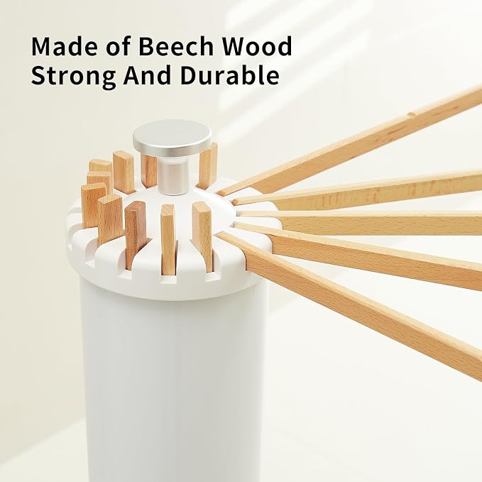 RFOUO Foldable Clothes Drying Rack Tripod with Wooden 16 Rods | Portable，Space-Saving Freestanding Drying Rack for Indoor Outdoor, Apartment, Bedroom, Laundry Room