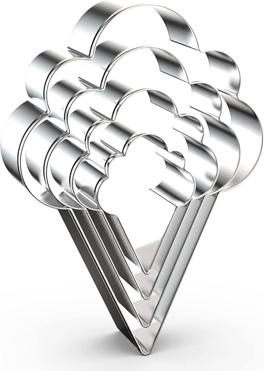 Ice Cream Cone Cookie Cutter Set for Summer - 5", 4", 3", 2" - 4 Piece - Stainless Steel