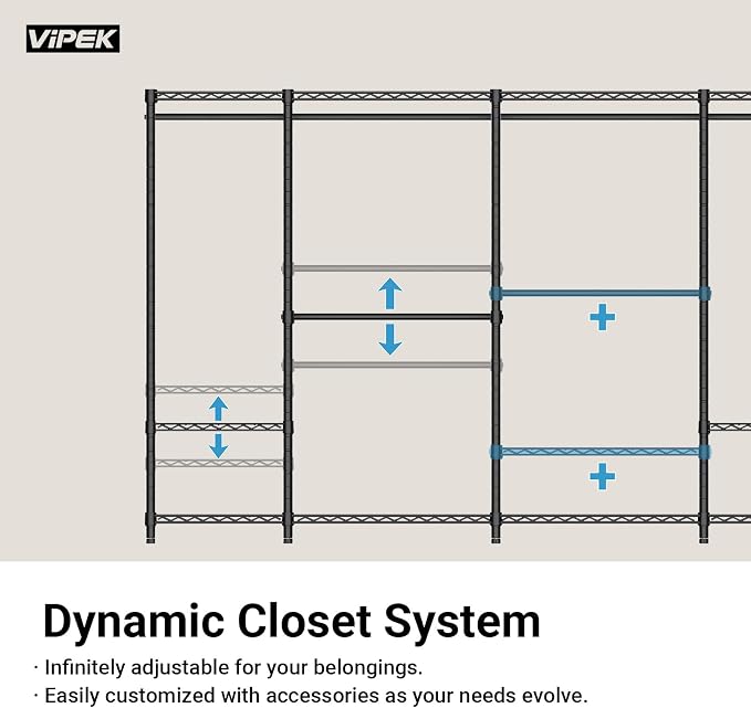 VIPEK R2 Plus Rolling Clothes Rack for Hanging Clothes Heavy Duty Garment Rack 3 Tiers Adjustable Wire Shelving Clothing Racks with Double Hanging Rods, Closet Organizers and Storage, Gold