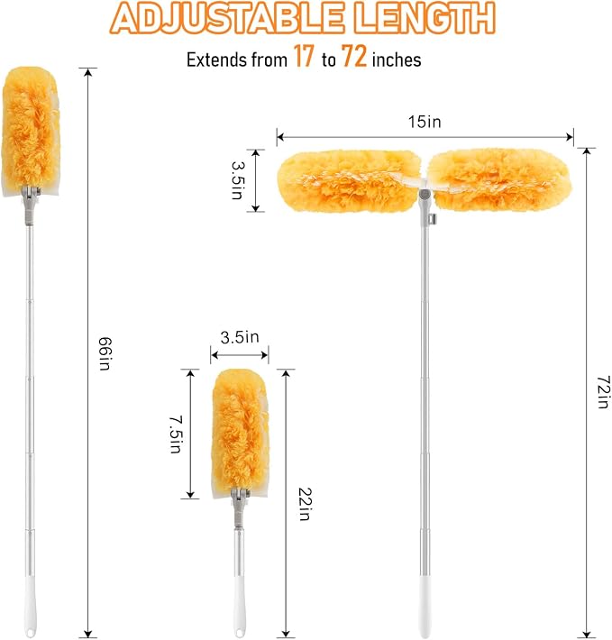 SetSail 6 ft Extendable Duster Handle Compatible with Swiffer Duster | 20 Refills Heavy Duty Disposable Duster Refill for Cleaning Multi Surface 360° Duster Cleaner Kit for Ceiling Fan, Blind