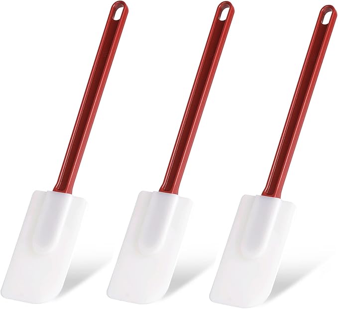 3 PCS Commercial Grade Heat Resistant Silicone Spatulas, 9.5-Inch Rubber Spatulas for Baking, Nonstick & BPA-Free