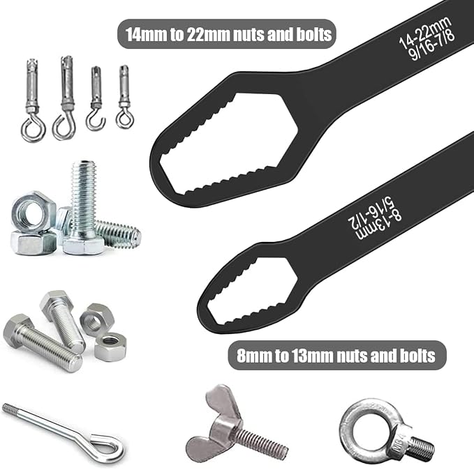 4 PCS Universal Torx Wrench Double-Head Self-Tightening Wrench, 3mm-22mm Adjustable Glasses Wrench, Multi-purpose Multi-function Wrench for Outdoor Riding Home Car Repair Tools