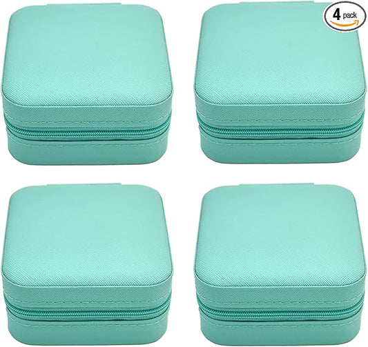 Mini Jewelry Travel Case, Small Jewelry Organizer, Portable Mini Storage Box for Rings, Earrings, Necklaces, Gift for Mother Mom, Girl, Daughter, Sisters, Bridesmaids, Mother's Day Gift (Blue-4pcs)