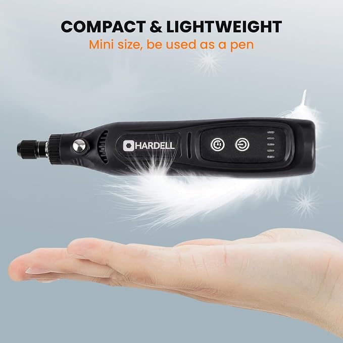 HARDELL Mini Cordless Rotary Tool, 4V 5-Speed Portable Rotary Tool with 43 Accessories, Type-C Charging DIY Craft Tool for Sanding,Carving, Polishing, Jewelry,3D Priting