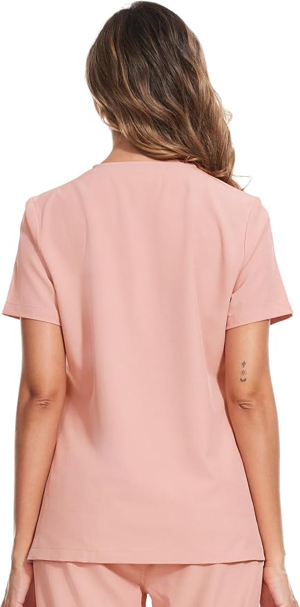 Scrubs Tops for Woman - Soft Stretch, V-Neck Tops | 3 Pockets, Side Split Design, Short Sleeve, Breathable & Lightweight Nursing Shirt, Easy-Care Fabric for All-Day Comfort