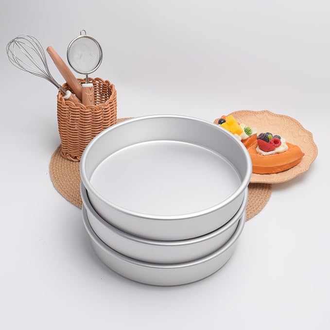 6 x 2 Inch Heart Shaped Cake Pans Set of 2, Aluminum Heart Cake Tin, Baking Cake Pan for Wedding, Party, Family Occasions, Chocolate, Bread. (Round, 9×2 Round Cake Pan, Set of 3) | Aluminum, Wedding & Party Use, Baking Tin, Chocolate & Bread