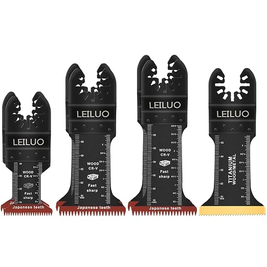 7 Pcs Extra Long Oscillating Tool Blades 70mm CRV Japanese Tooth & 55mm Titanium Multitool Blades for Wood with Nails Oscillating Saw Blade Compatible with DeWalt Makita Milwaukee and More
