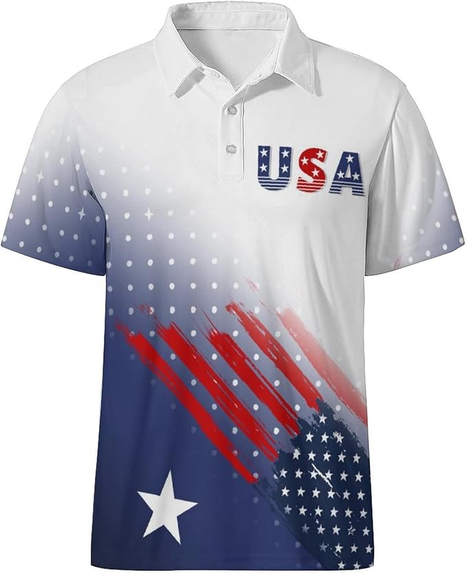 Polo Shirts for Men Moisture Wicking Mens Polo Shirts Patriotic Shirts for Men