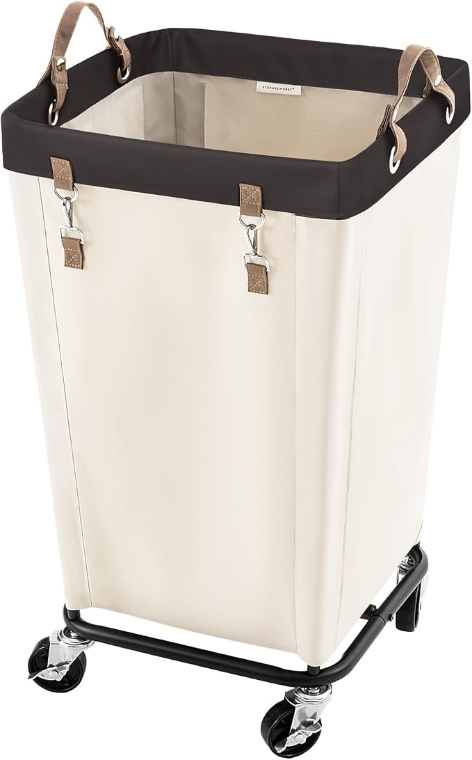 StorageWorks 110L Laundry Basket with Wheels, Rolling Hampers for Clothing