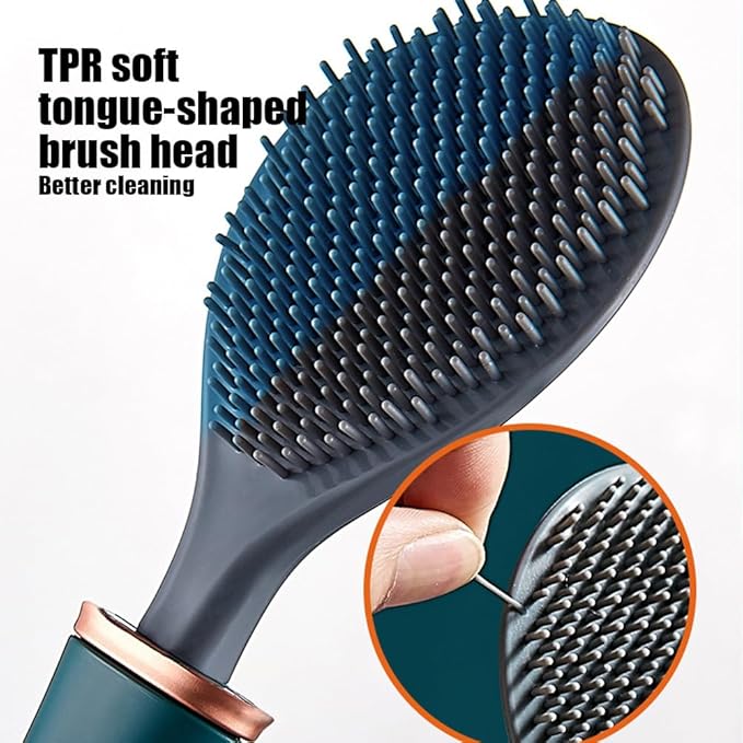 Modern Flexible Silicone Toilet Caspa for Home, Modern Home Flexible Silicone Toilet Brush, Wall Mounted Silicone Toilet Brush and Holder Set with Dispenser, Automatic Opening & Closing (1-B)