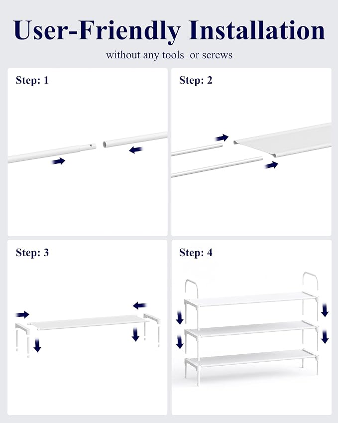 Kitsure Shoe Rack, 39" Wide Extra-Long Shoe Organizer, 3-Tier, White | Closet, Front Door Entrance, Entryway, Stackable & Detachable Shelf, Closet Organizers and Storage