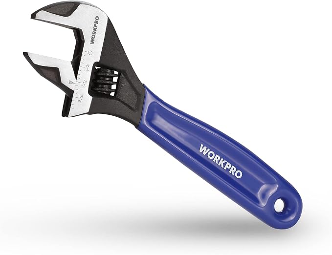 WORKPRO 6-Inch Compact Adjustable Wrench, Wide Jaw Cr-V steel Wrench | Black Oxide Finish, Metric & SAE Scales, Fits M6–M16 bolts for Home Repairs, Garage, DIY and Light Workshop Use.