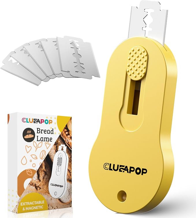 CLUEAPOP Bread Lame Sourdough Scoring Tool Extractable & Magnetic - Professional Dough Scoring Tool for Sourdough Bread Baking & Bread Making Tools - Scoring Patterns Booklet & 5 Razor Blades