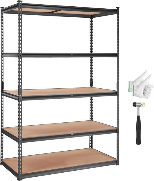 VEVOR Storage Shelves 5-Tier Adjustable 2000 lbs 48"x24"x72" Shelving Unit | Heavy Duty Garage Storage Metal Utility Rack Shelf for Kitchen, Pantry, Basement, Bathroom, Laundry, Living Room, Warehouse