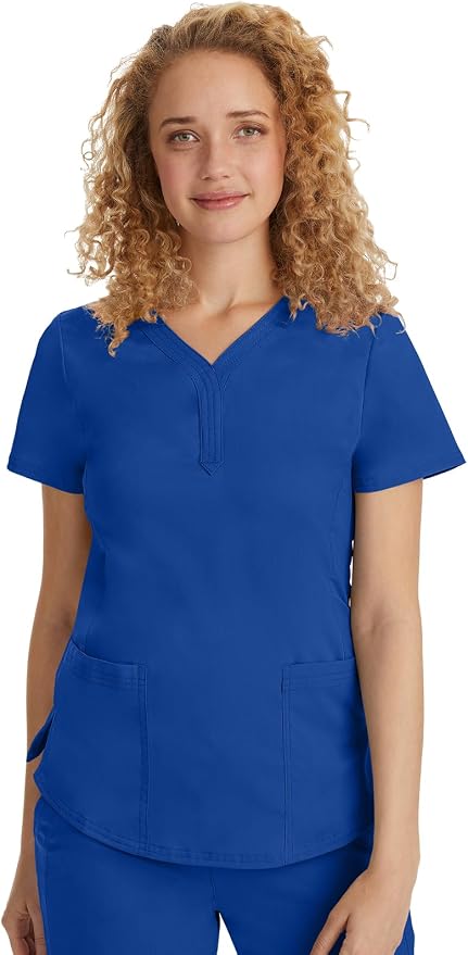 Healing Hands Purple Label Jane Scrub Top for Women Y-Neck Design | 2 Patch Pockets, Slim Fit Side Vents, Fitted Shirttail Silhouette, Breathable Comfort, Easy Care Fabric, Made for Every Shift