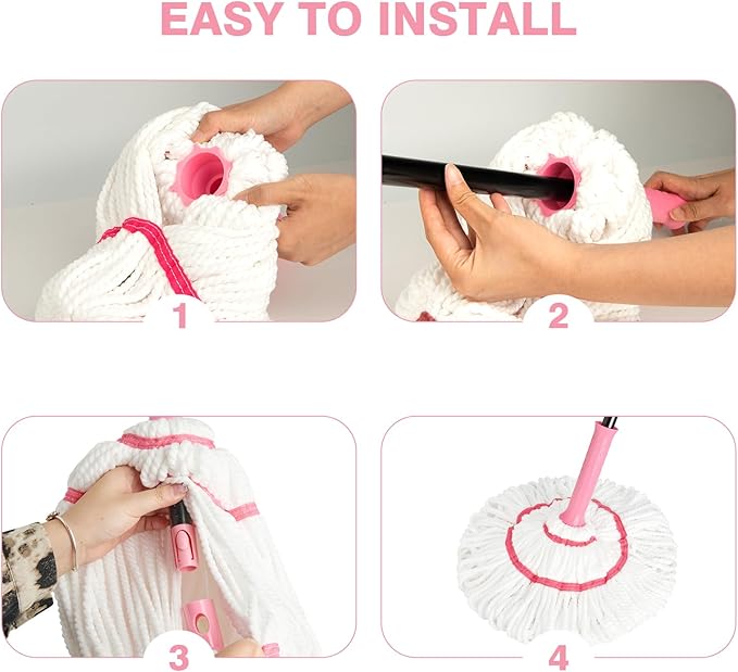 Replacement Mop Head, Suitable for XXFLOWER Self-Wringing Twist Mop, Hand Washable Suitable for Floor, Kitchen, Bedroom, Indoor and Outdoor Cleaning (Not Include Handle)