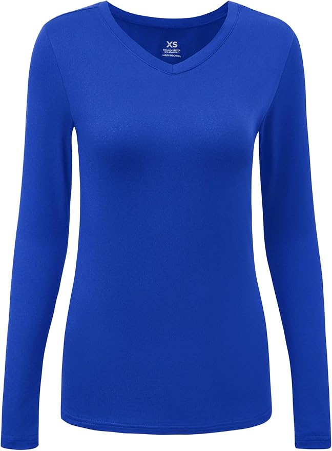 COZYFIT Women’s Underscrub Tee, V-Neck Long Sleeve Undershirt | Soft & Easy Care Fabric, Slim Fit, Smooth Touch, Comfort V-Neck Tee, Machine Wash, Multiple Sizes for Choose