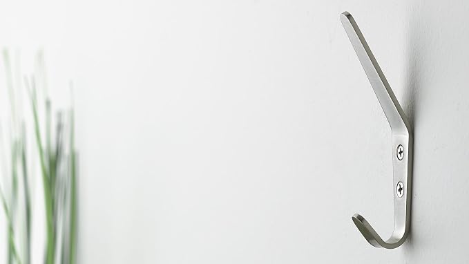 Richelieu | Modern Metal Coat Hook for Wall, Brushed Nickel